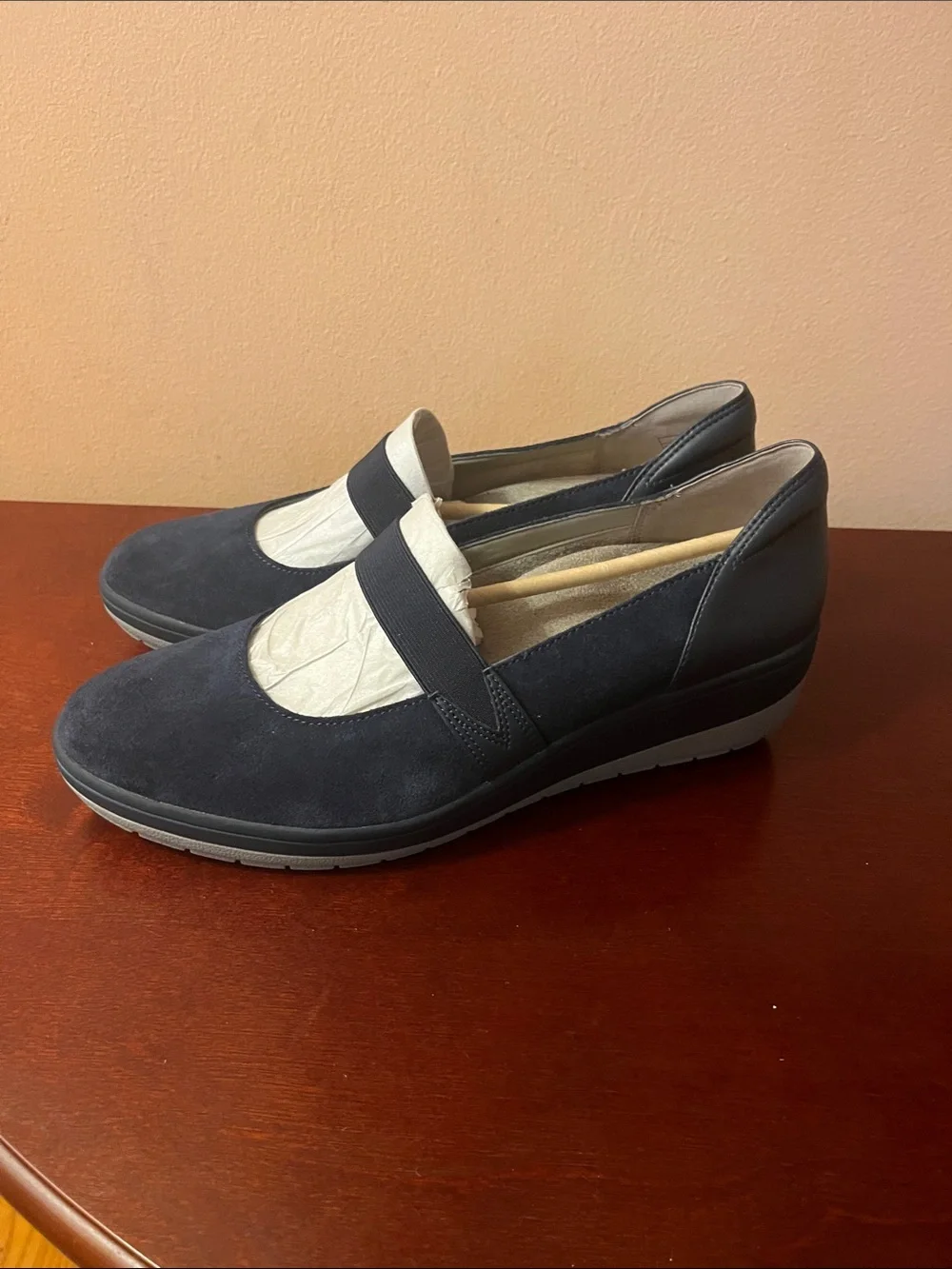 Vionic Navy Blue Mary Jane Wedge Shoes